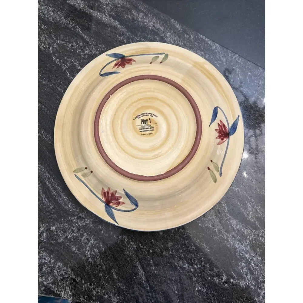 Pier 1 Elizabeth Stoneware Dinner Plate Handpainted Dishwasher Safe 11.5